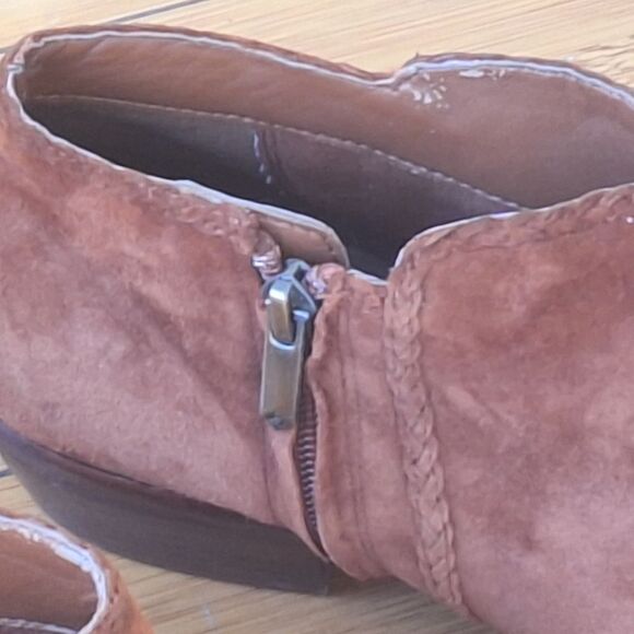 Sam Edelman Paige Suede Booties Fringe Ankle Boots Cinnamon sz 9 Festival Boots - Picture 5 of 16